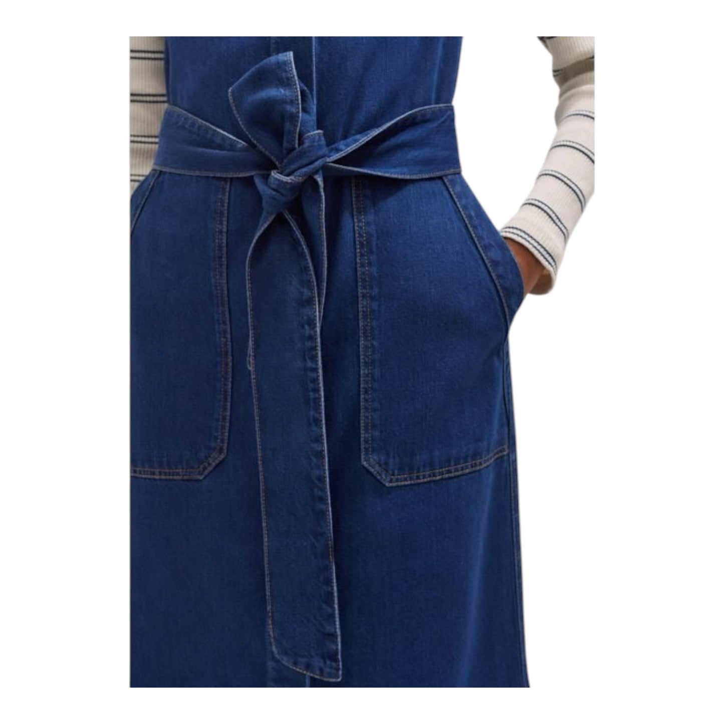 Me + Em Denim Utility Midi Dress with Belt  - 14