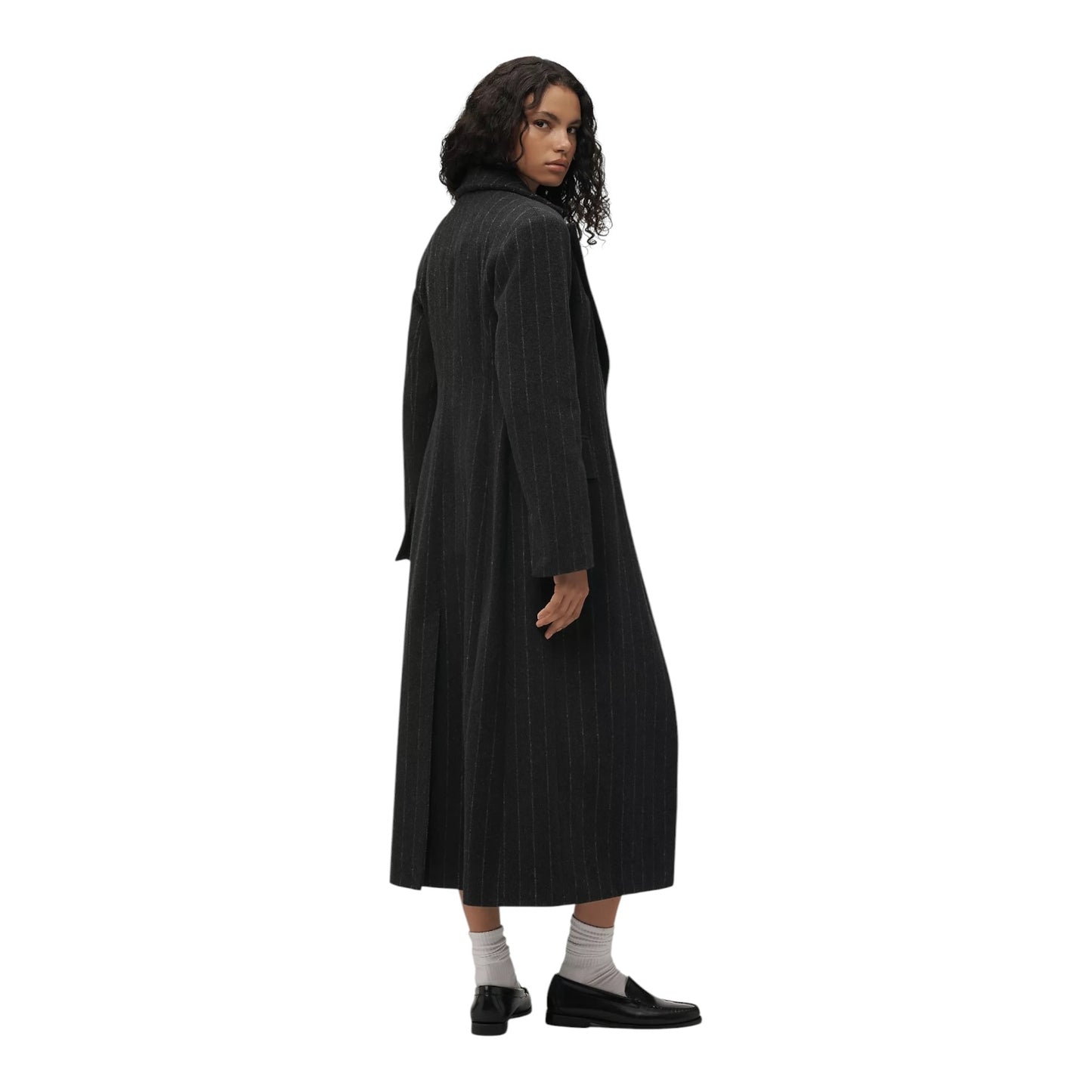By Anthropologie Pinstripe Hourglass Wool-Blend Coat - 8