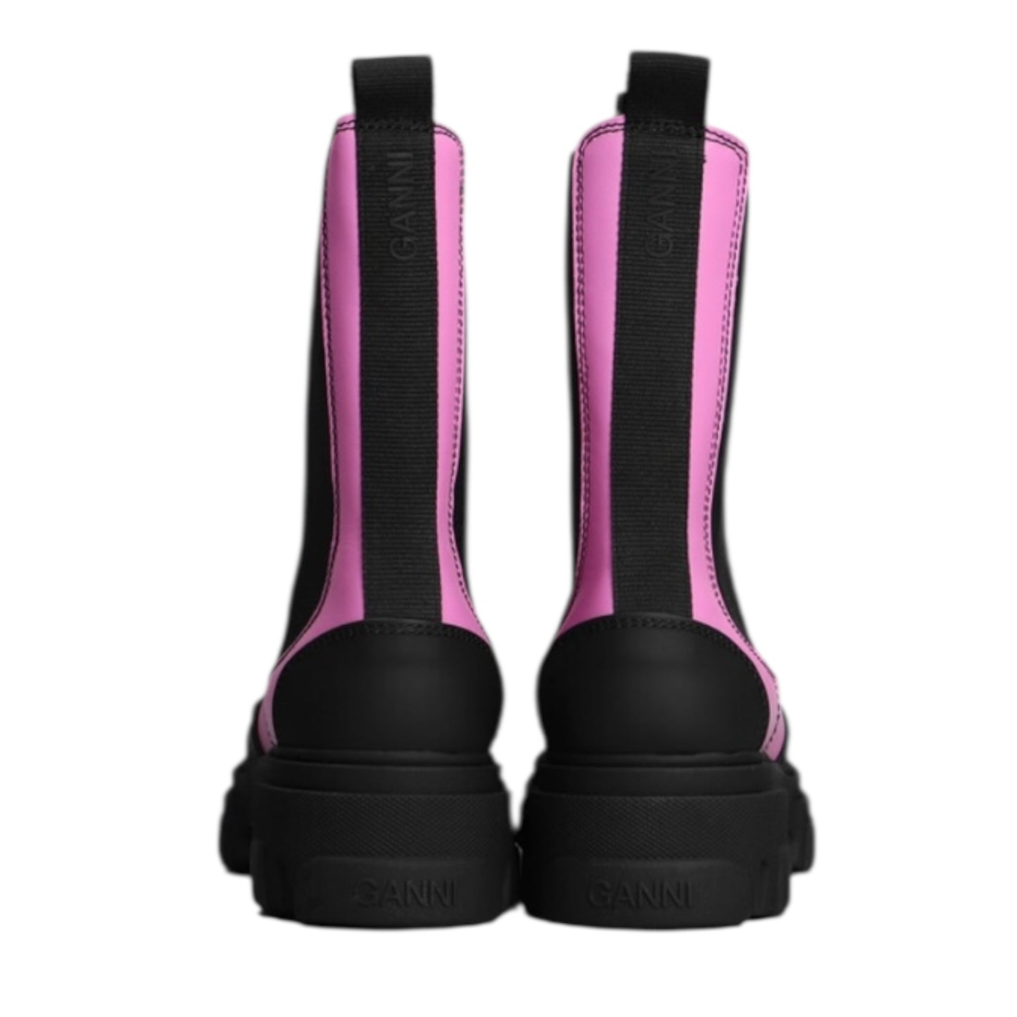 Ganni Combat Boots In Rose-Pink Leather - 38 / 5