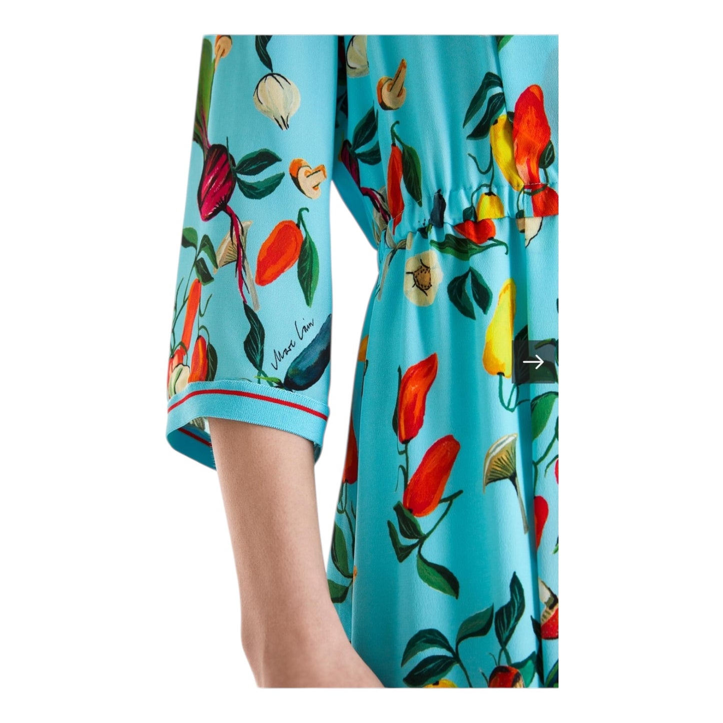 Marc Cain Turquoise Vegetable Motif Dress - 8