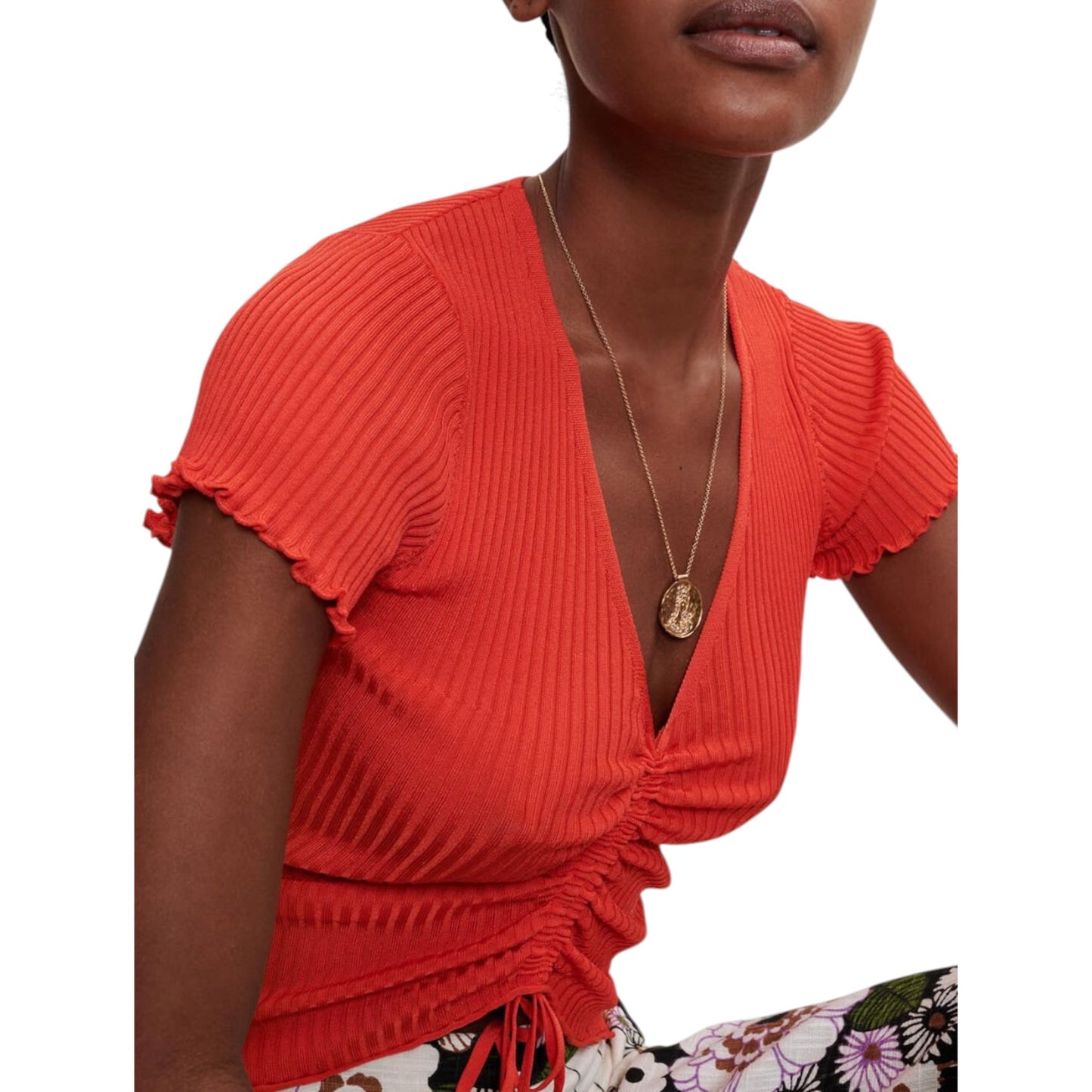Maje Orange Ruched Top - 8