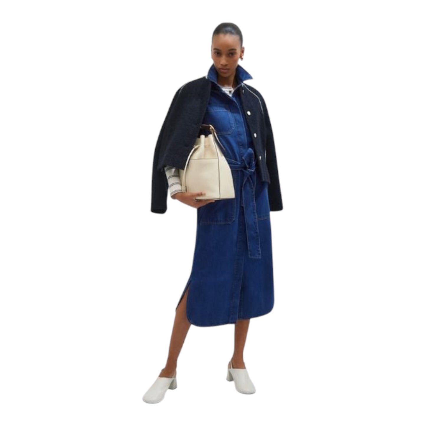 Me + Em Denim Utility Midi Dress with Belt  - 14