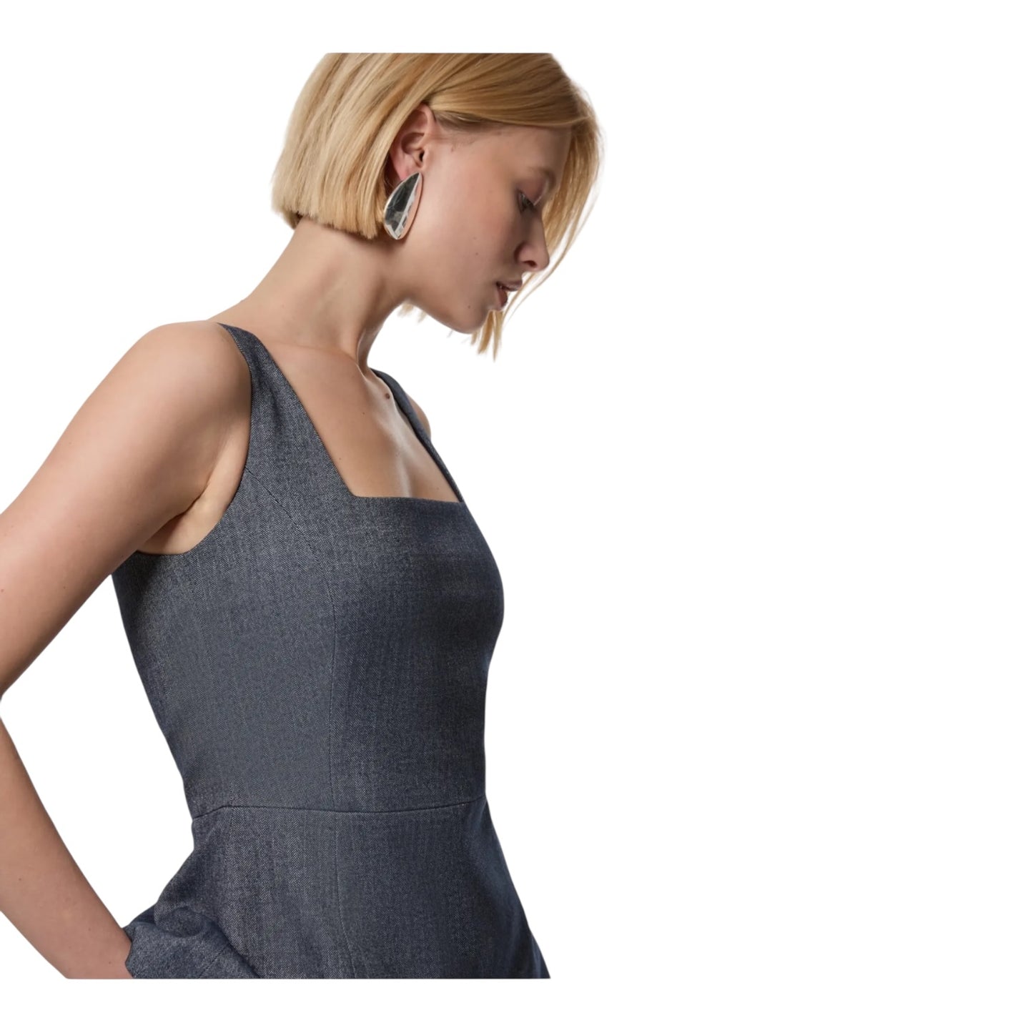 Karen Millen Herringbone Wide Leg Tailored Jumpsuit - 10