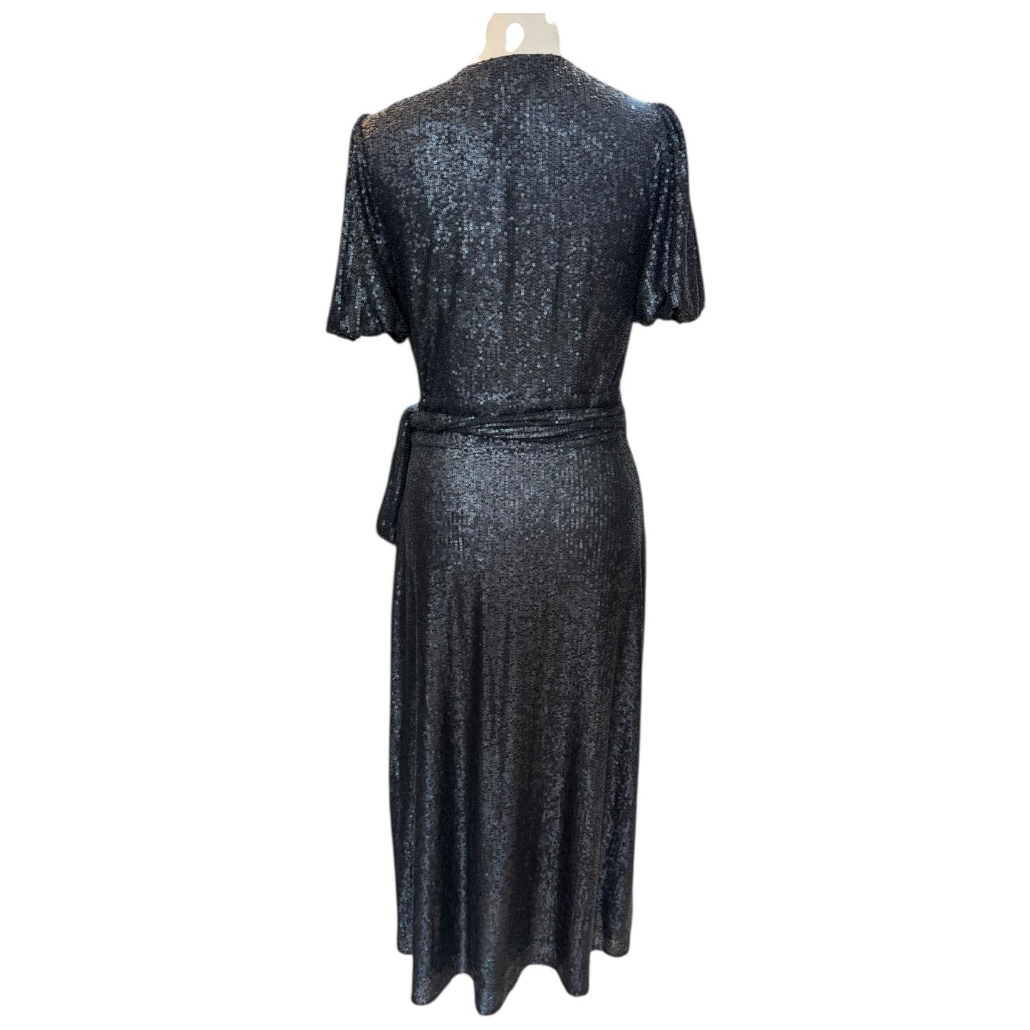 Whistles Black Sequin Wrap Dress - 10 - NEW