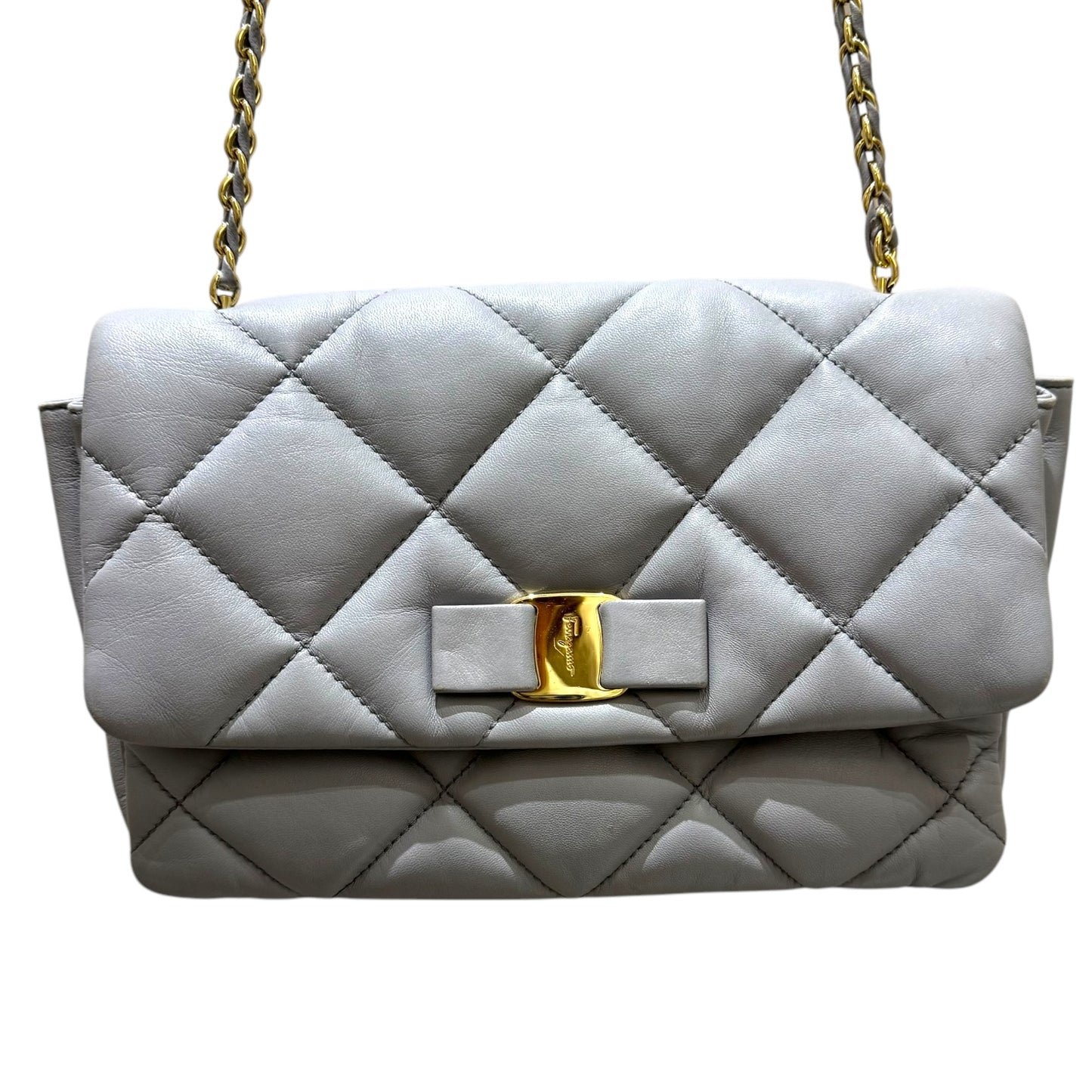 Ferragamo Grey Quilted Shoulder Bag