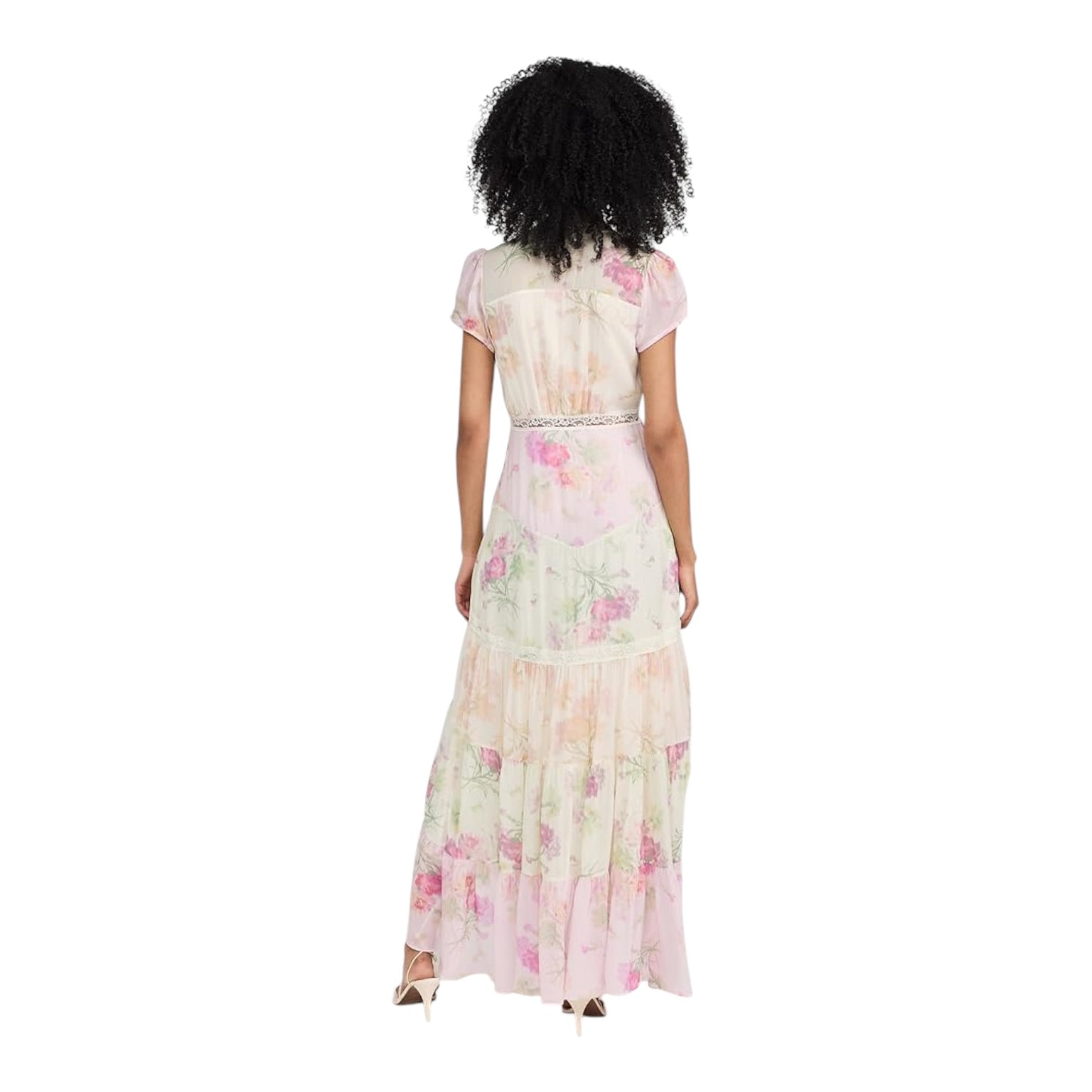 Loveshackfancy Roupell Floral Chiffon Maxi Dress Pink - 10