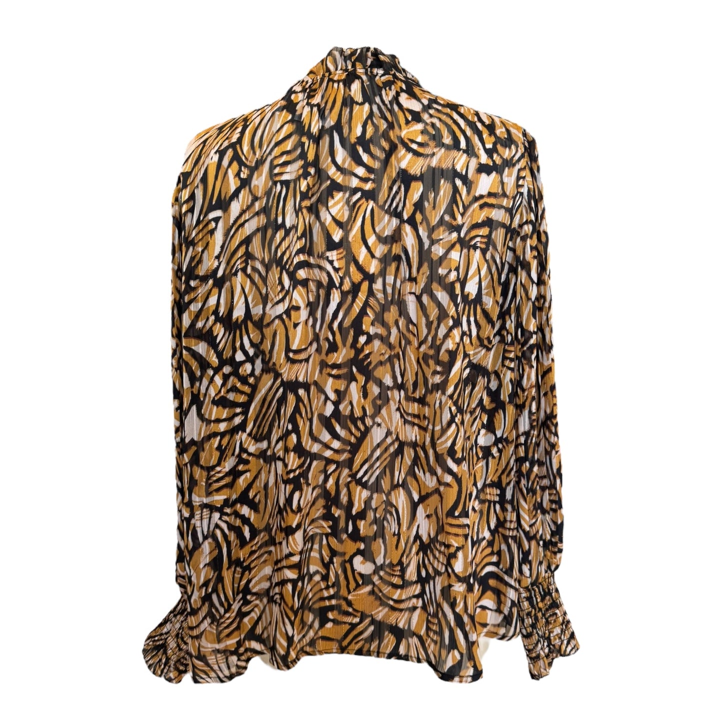Suncoo Ochre Patterned Metallic Blouse - 10/12 - NEW