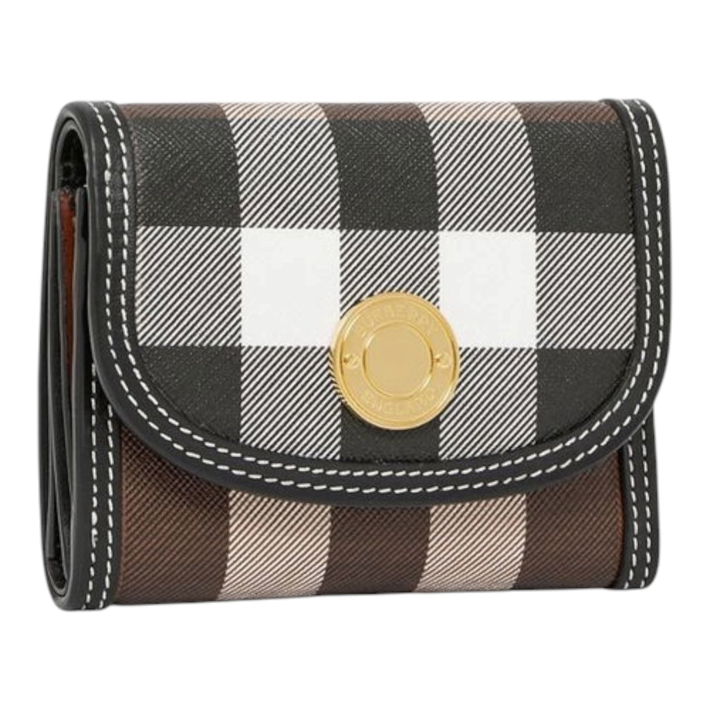 Burberry Check Leather Small Folding Wallet - NEW