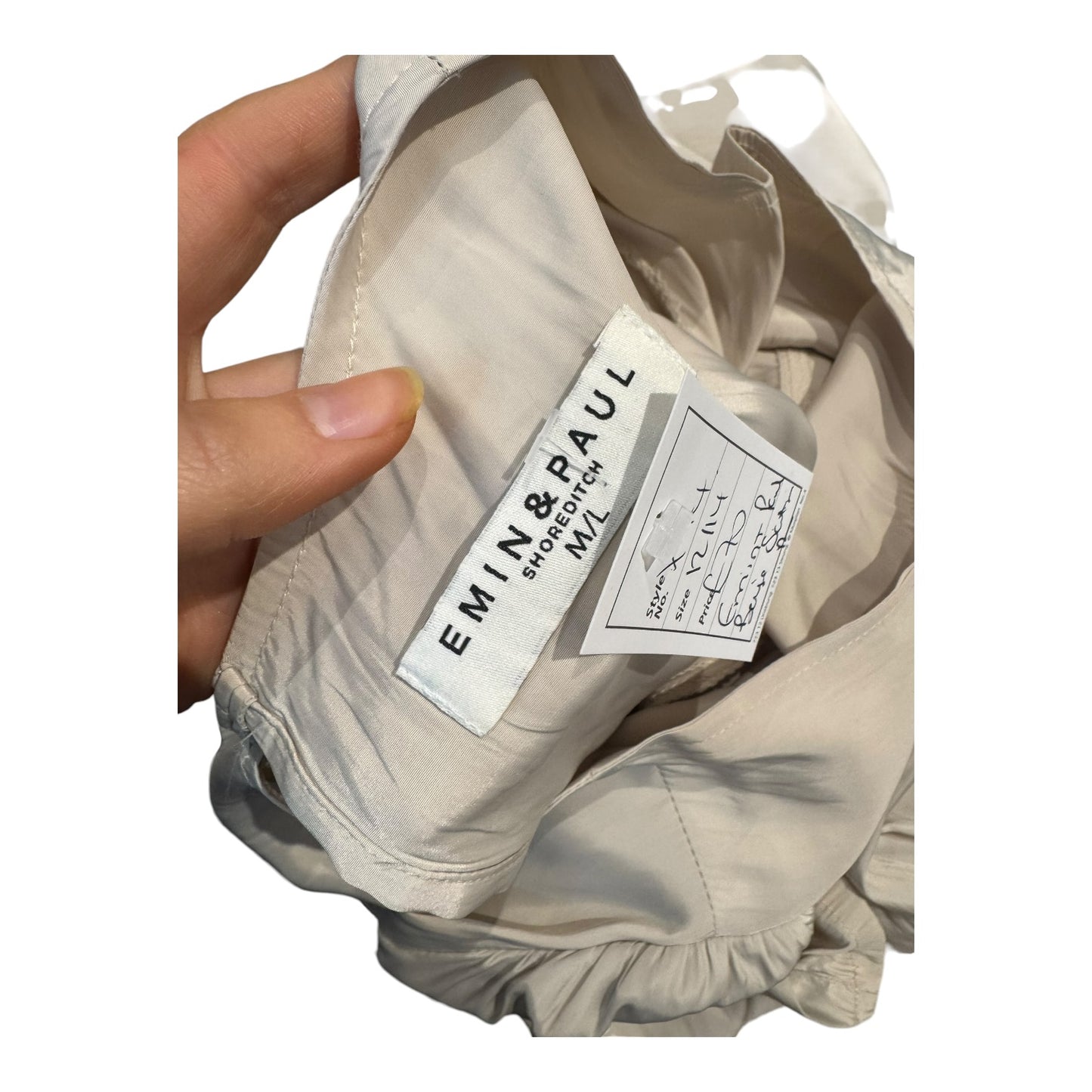 Emin & Paul Beige Satin Dress - 12/14