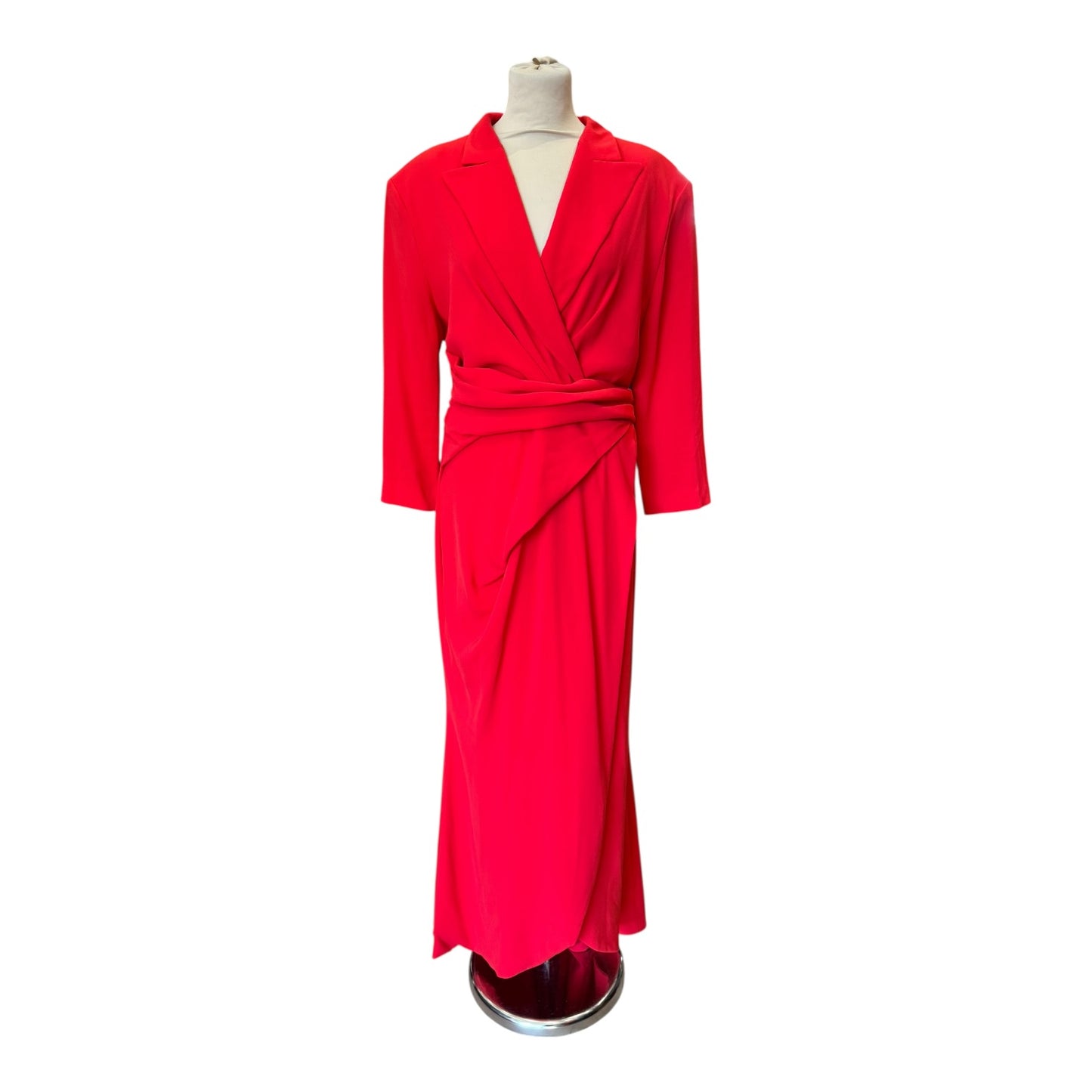 Talbot Runhof Red Wrap Effect Draped Crepe Gown - 16