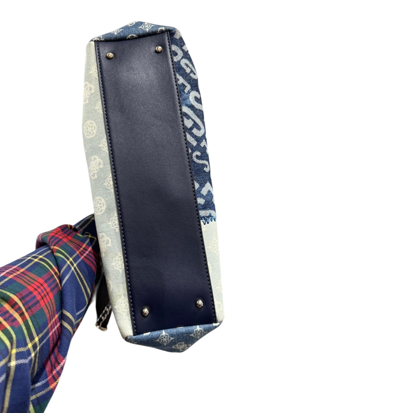 Guess Cessily Denim Shopper Blue Multi Bag