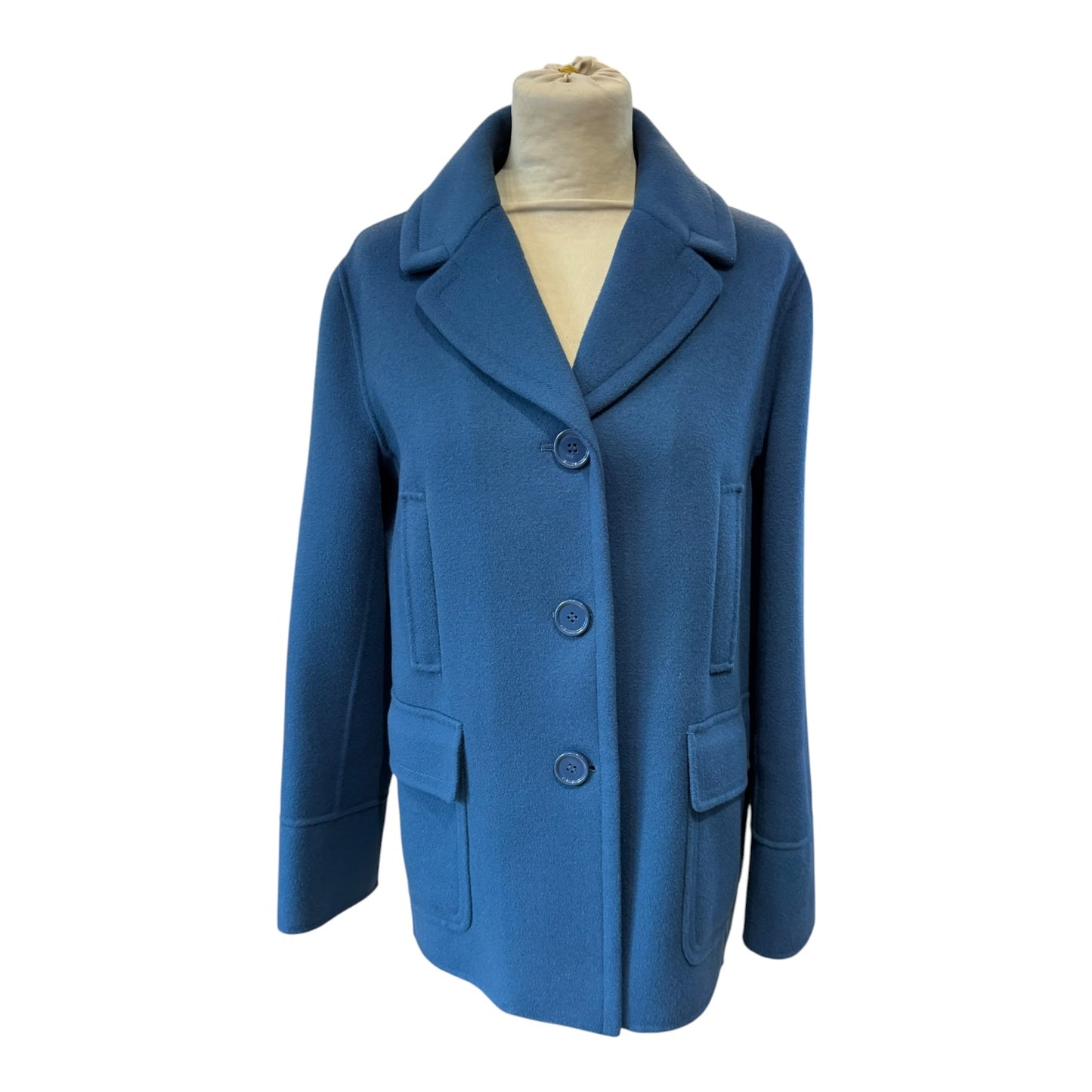S Max Mara Marina Blue Wool Coat - 10/12