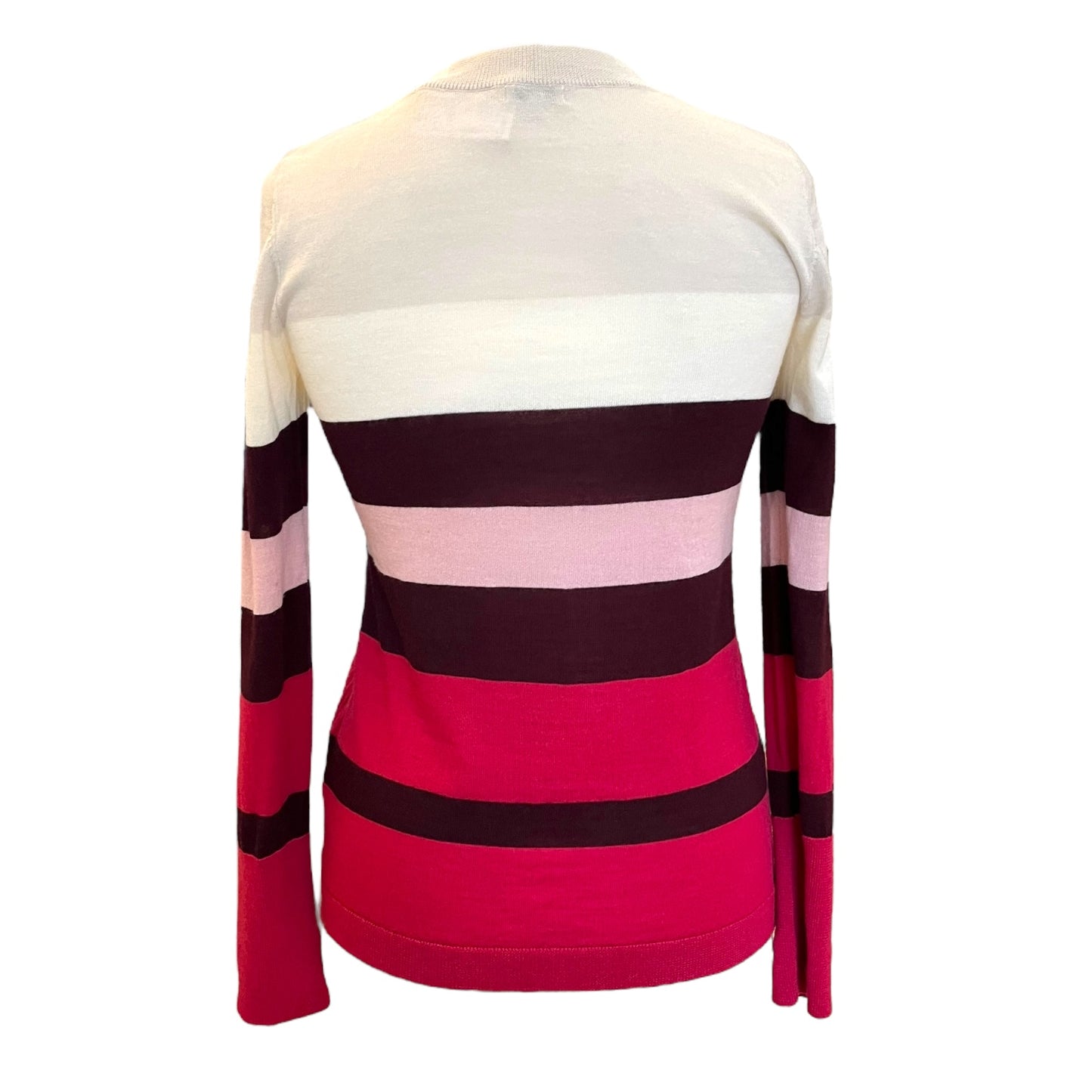 Jigsaw Cream Pink and Maroon Wool Jumper