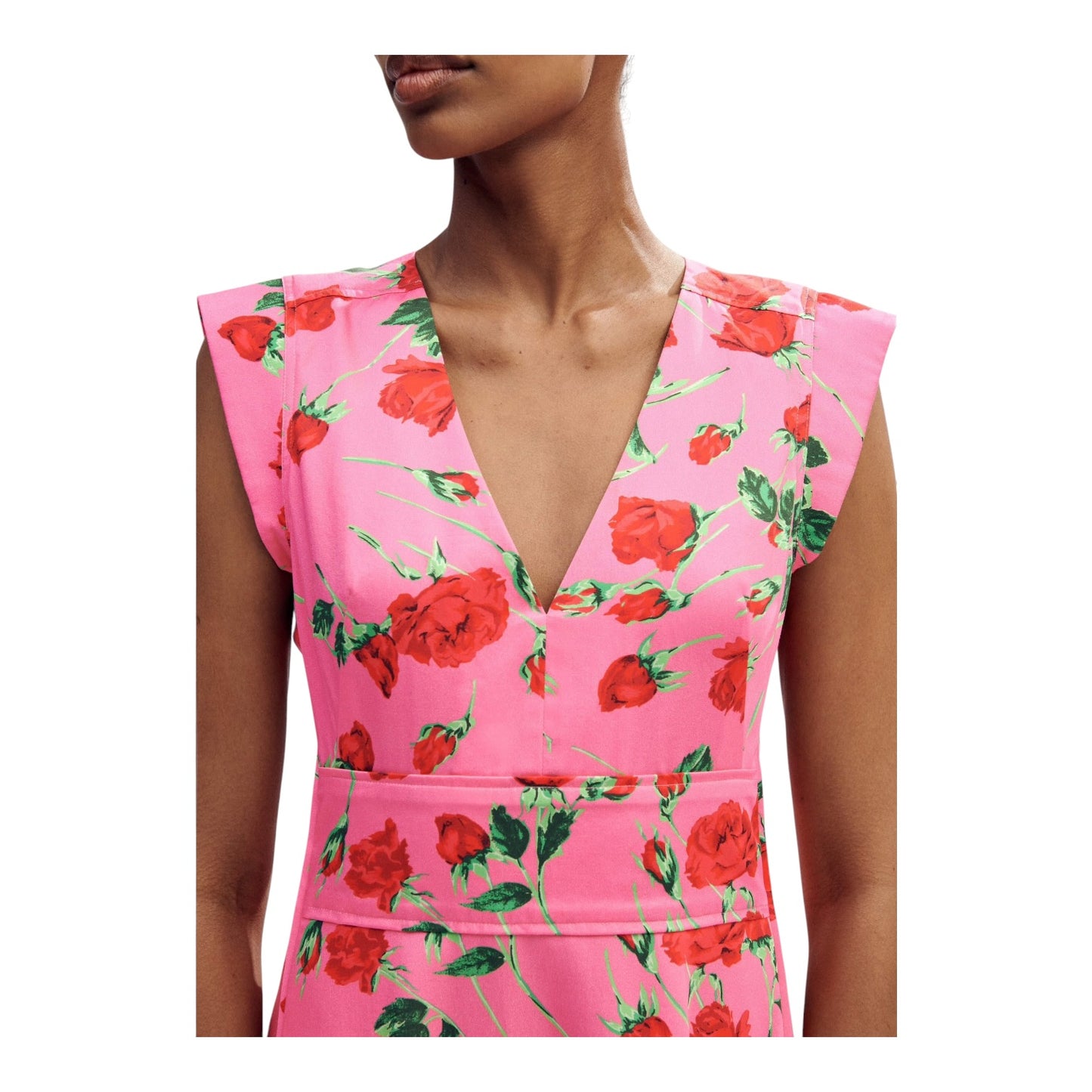Me + Em Pink Cotton Rose Print Maxi Dress - 10