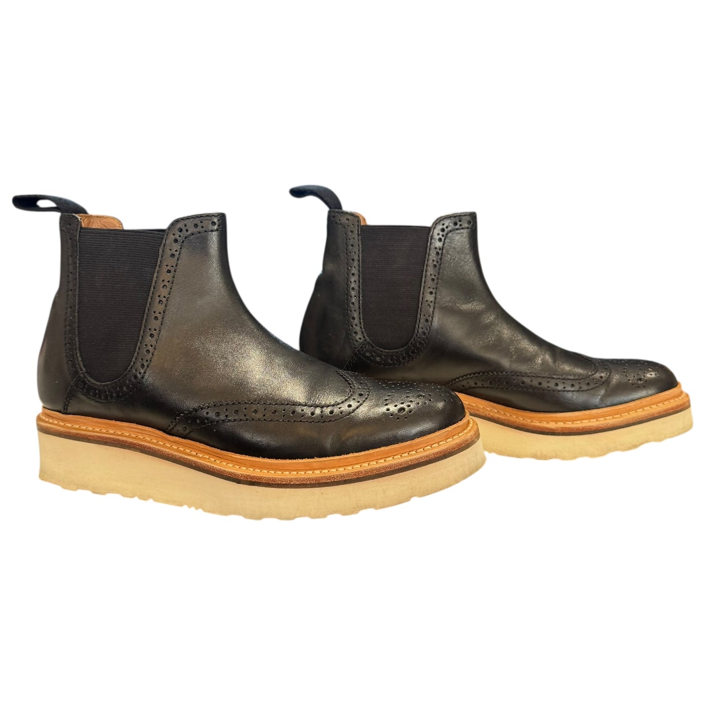 Grenson Alice Black Leather White Sole Chelsea Boots - 5