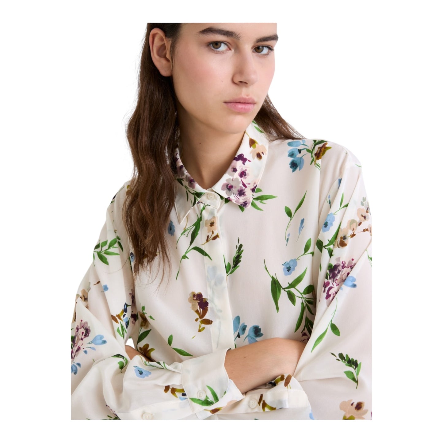 Marella Faretra Cream Floral Silk Blouse - 16