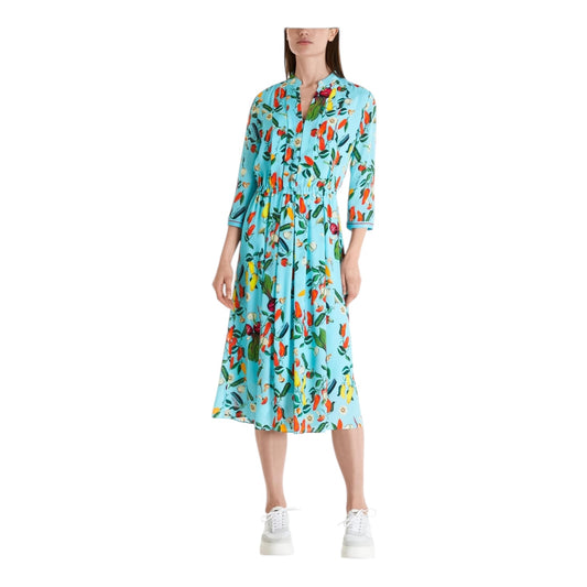Marc Cain Turquoise Vegetable Motif Dress - 8