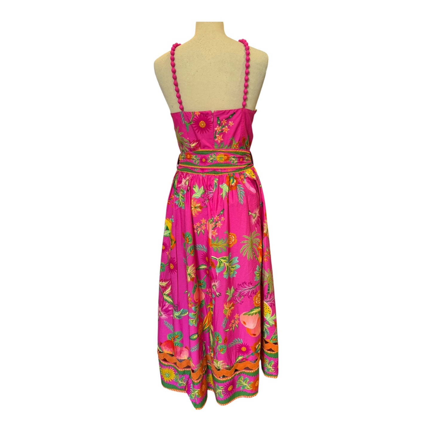 Farm Rio Pink Fruit Garden Printed Cotton Midi Dress - 8/10