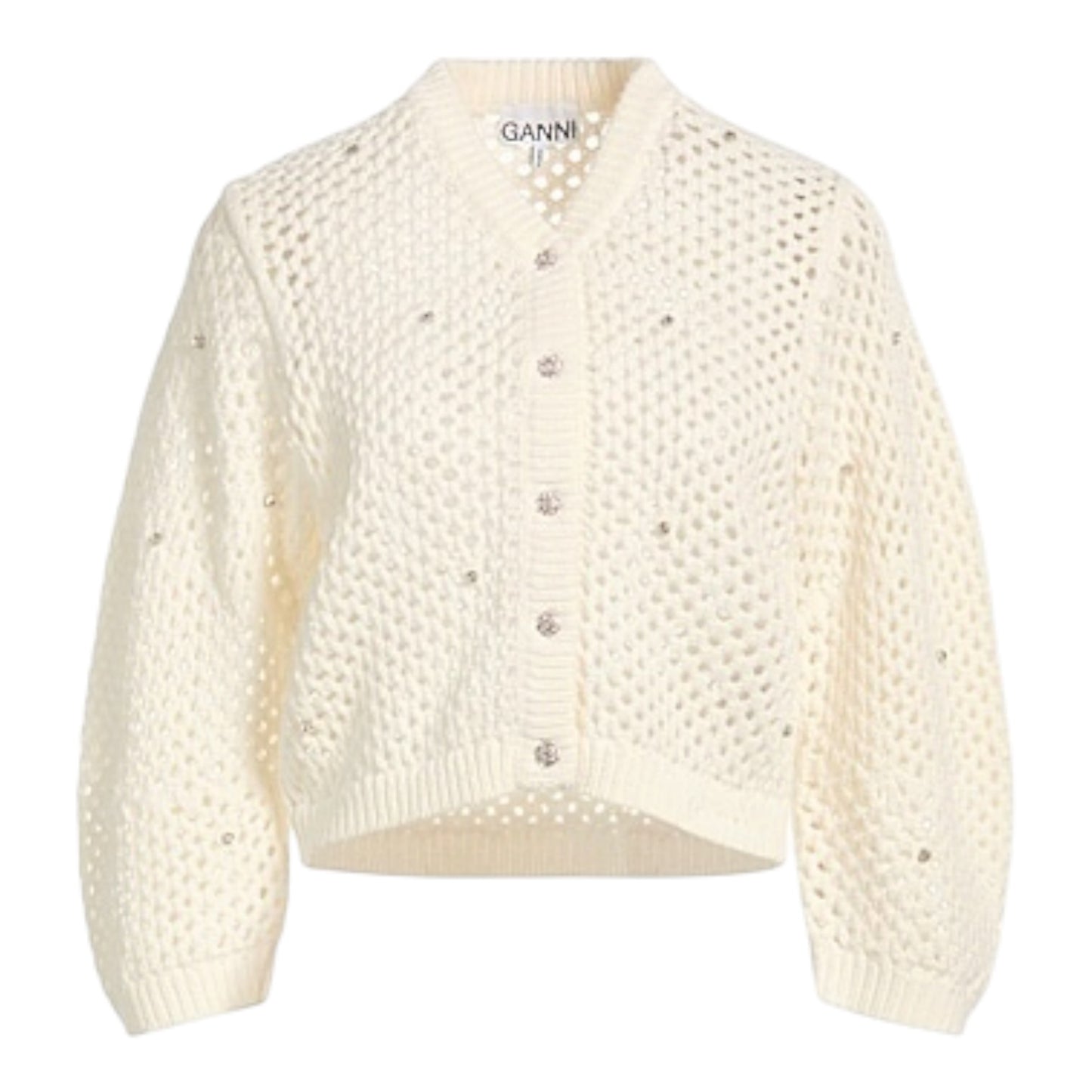 Ganni Cream Diamante Cardigan - 10/12