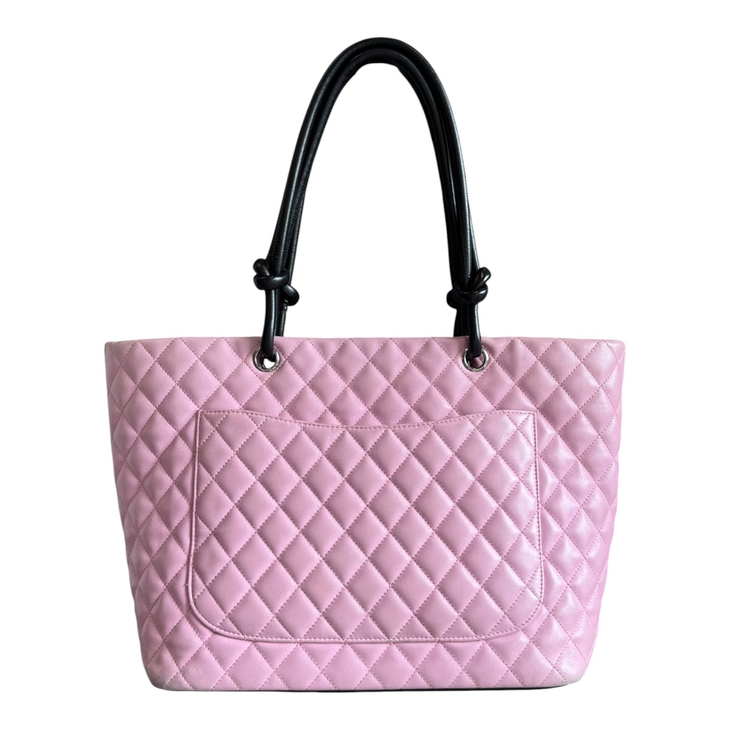 Chanel Cambon Ligne Pink and Black Quilted Tote Bag