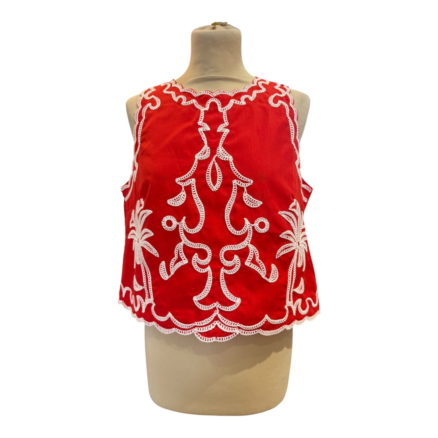Frime Red Cotton Embroidered Crop Top - 12
