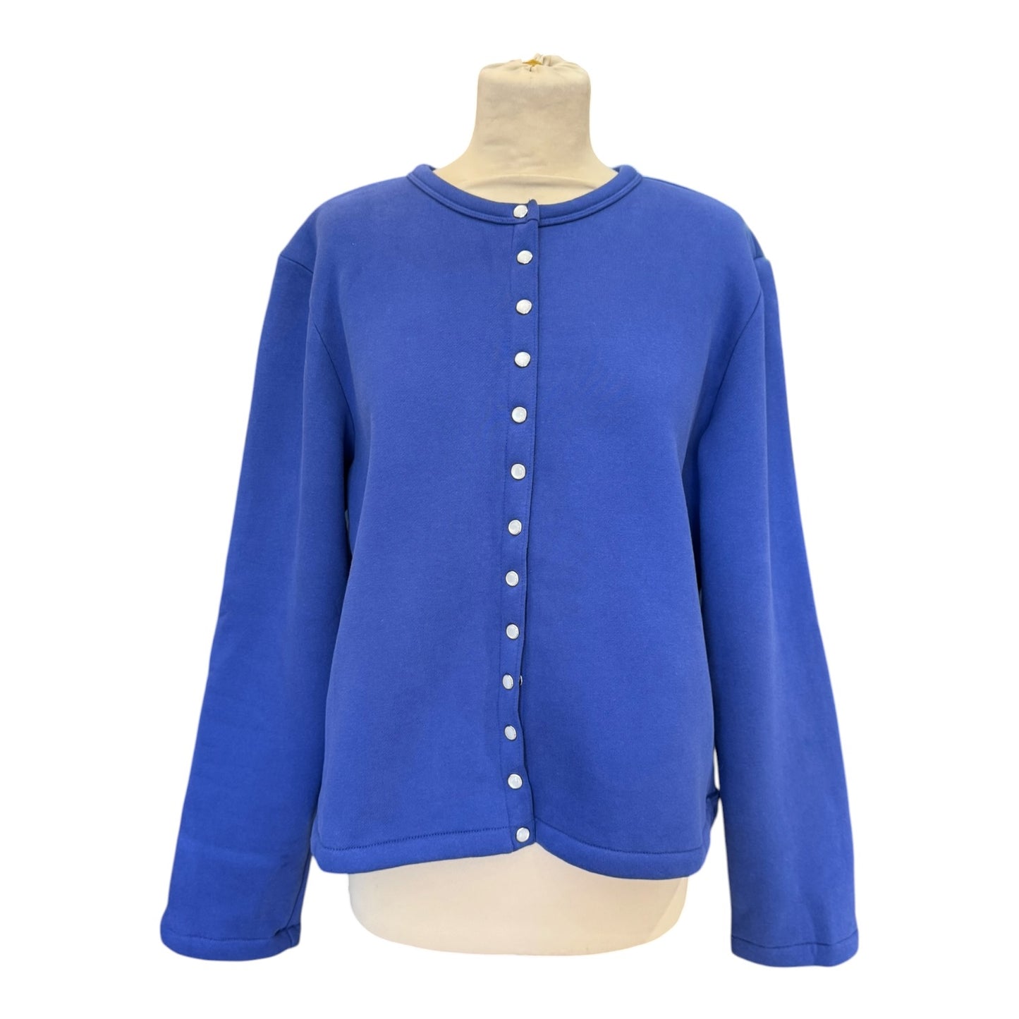 Agnes B Mid Blue Le Classique Snap Cardigan - 14/16