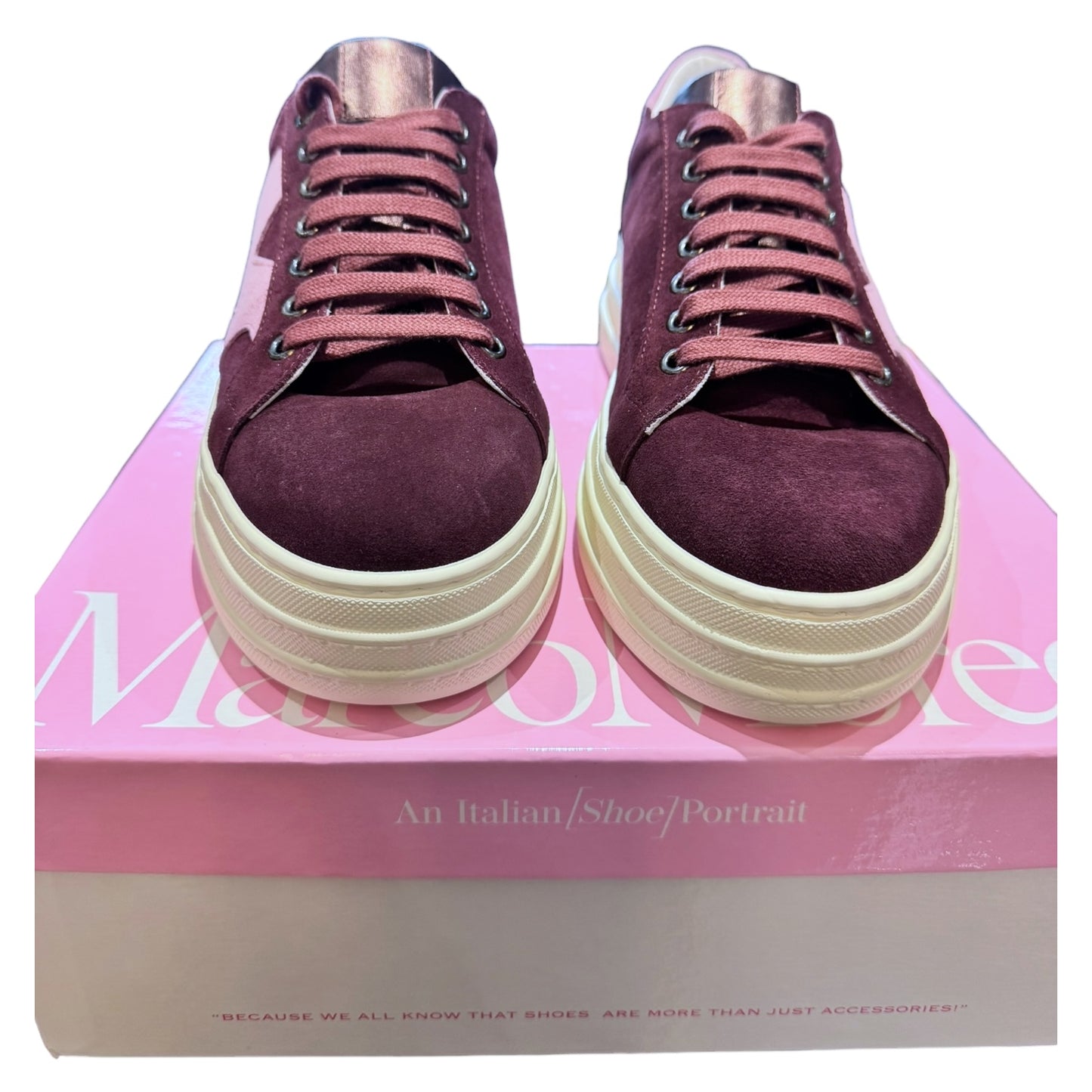 Marco Moreo Madonna Burgundy and Pink Platform Trainers - 40/7 - NEW