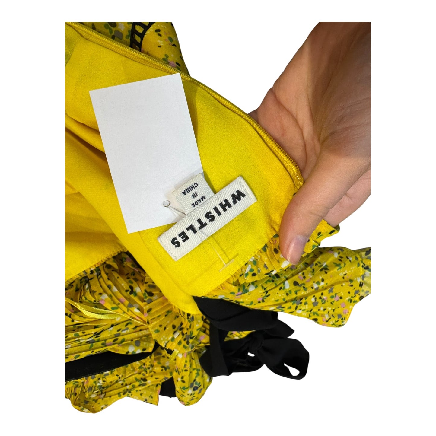 Whistles Yellow Ditsy Blossom Pleated Dress - 8