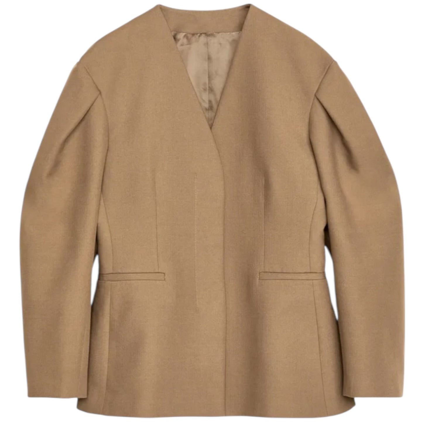 Arket Camel Puff Sleeve Blazer in Italian Fabric - 10