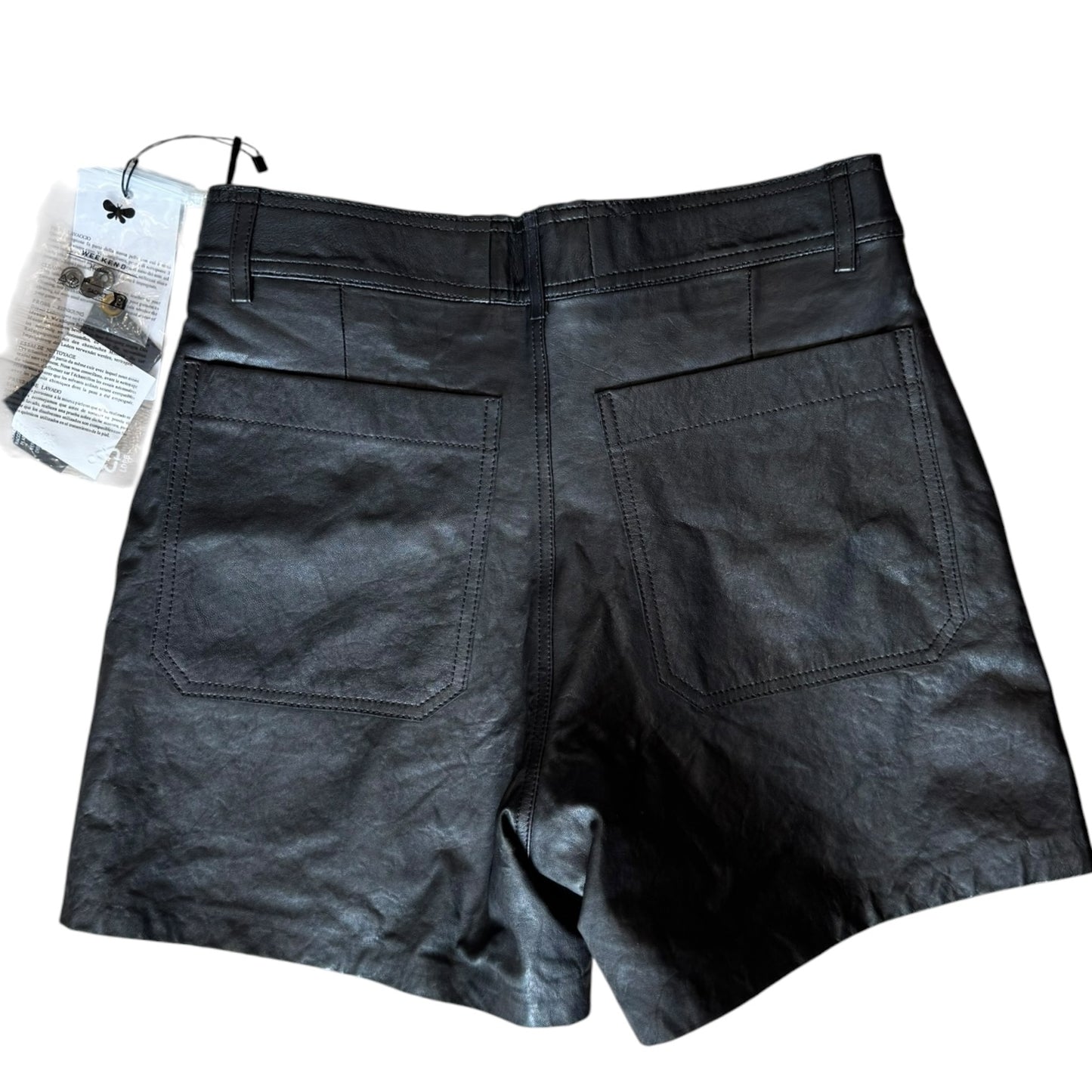 Weekend Max Mara Black Virgola Leather Shorts - 10 - NEW