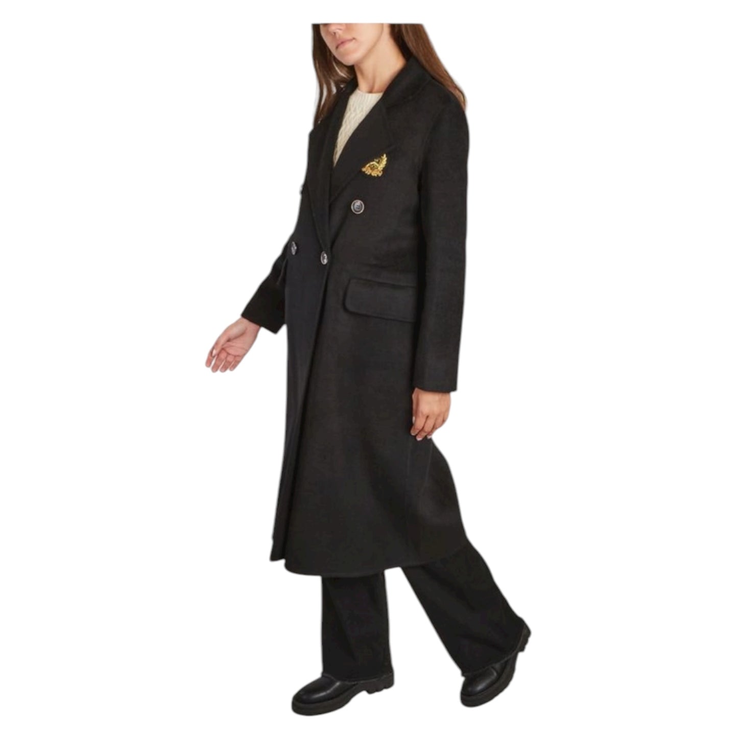 Five Black Wool Coat with Gold Badge - 12