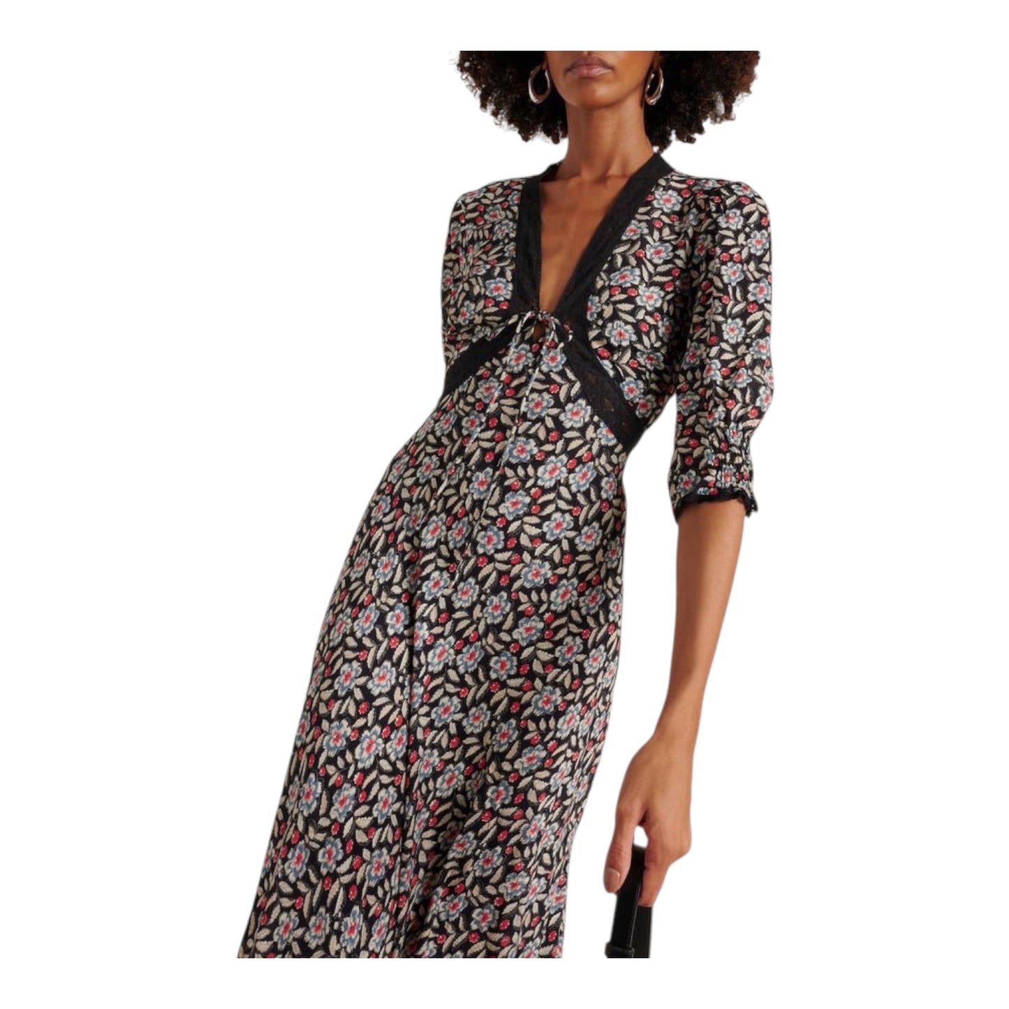 Rixo Amina Floral Crêpe Midi Dress - 14