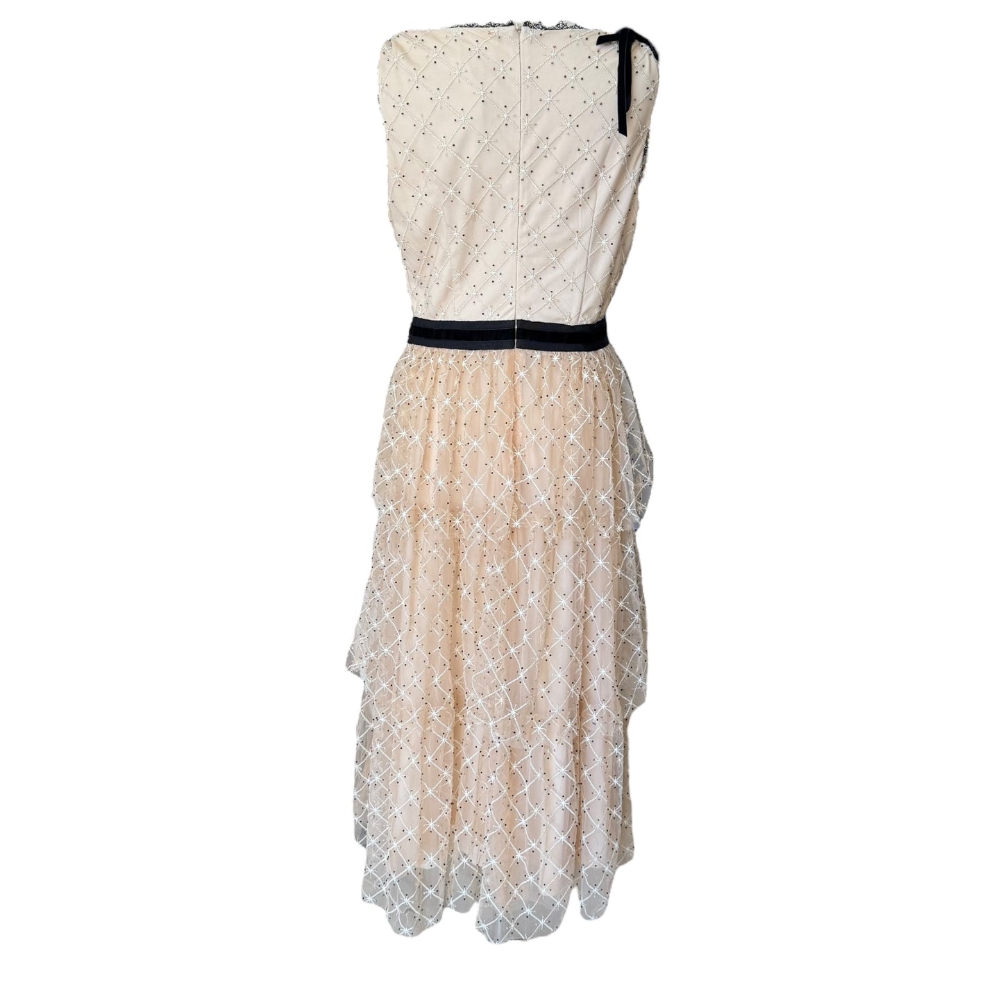 Fee G Beaded Mesh Tiered Midi Dress - 10