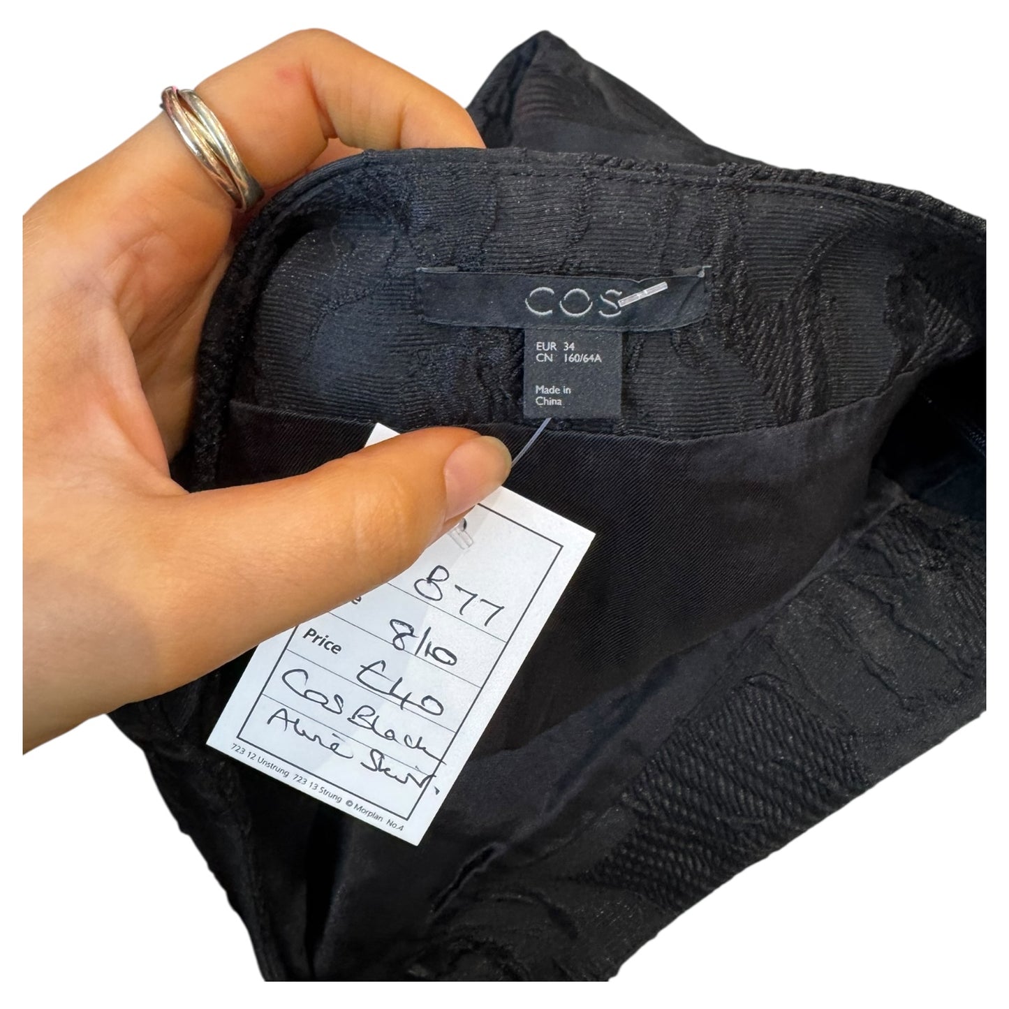 COS Short Black Jacquard Skirt - 8/10