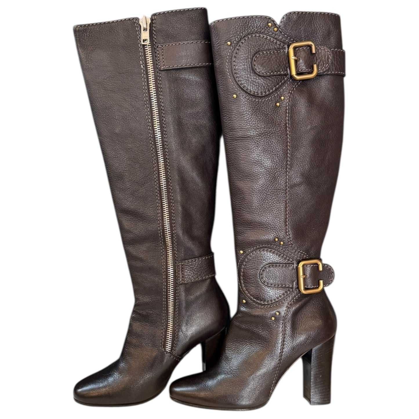 Chloe Dark Brown Knee High Boots - 39 / 6