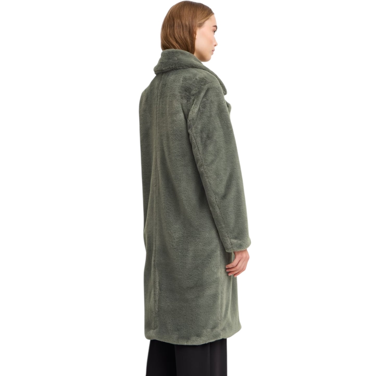 Ichi Sage Green Fluffy Coat - 10