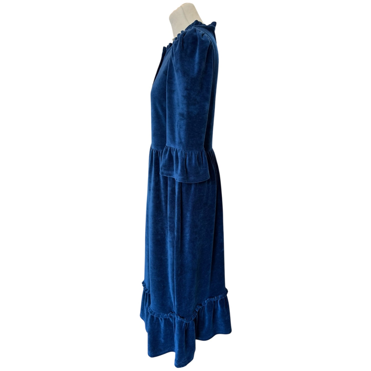 Wyse London Rosan Velour Dress in Petrol Blue - 10 - NEW
