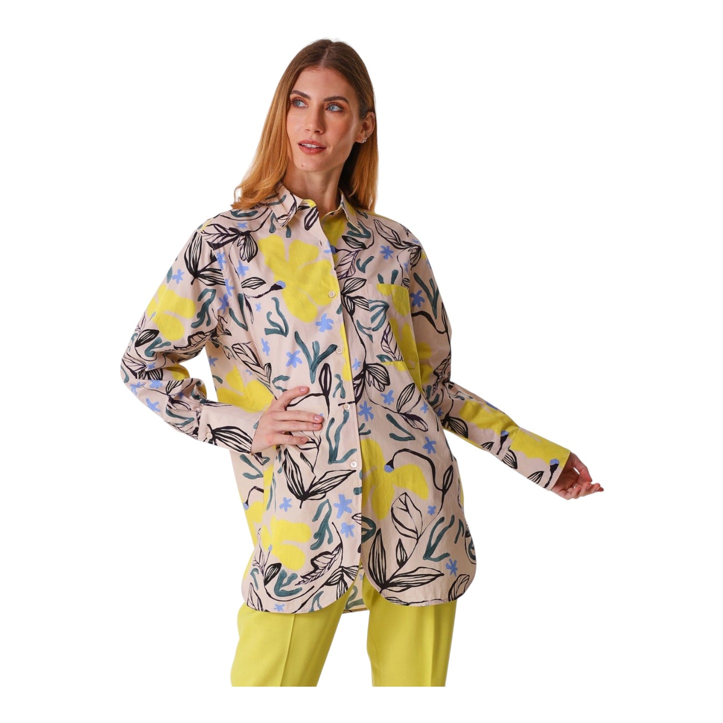 Paul Smith Yellow Floral Oversized Shirt - 12/14