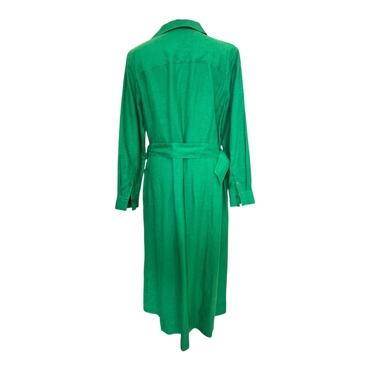 Jaeger Green Linen Midi Shirt Dress - 14