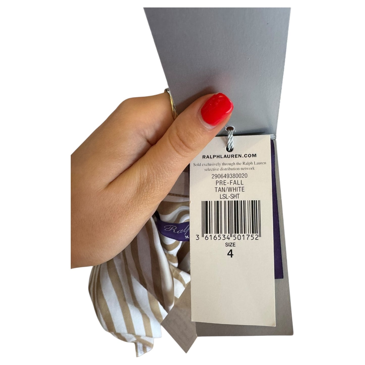Ralph Lauren Purple Label White and Camel Stripe Shirt - 12