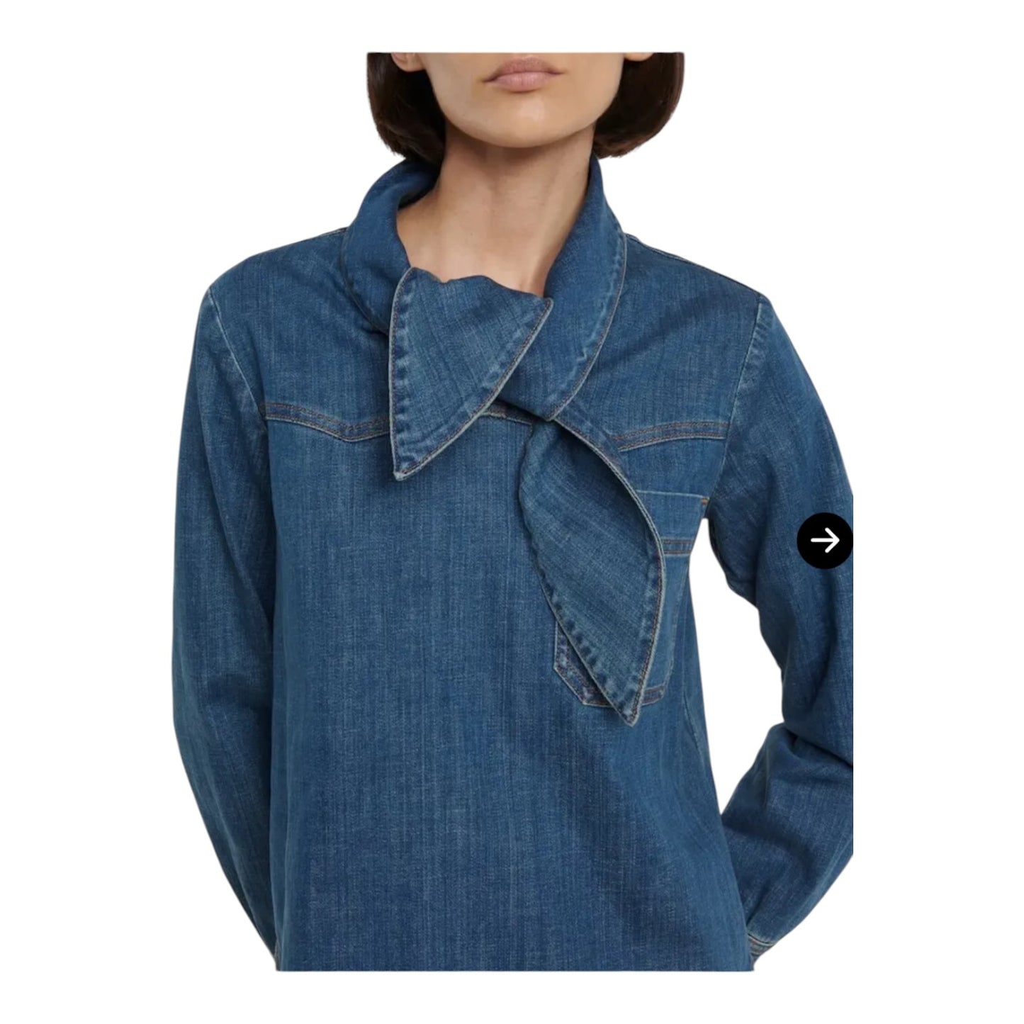 See By Chloe Tie Neck Denim Blouse - 12