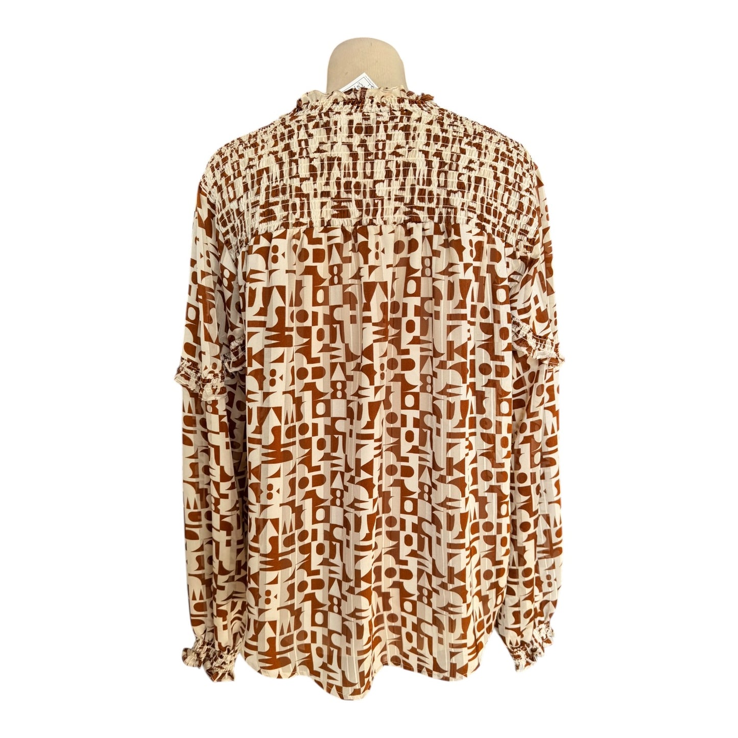 Scotch and Soda Tan Cream Patterned Blouse - 10/12