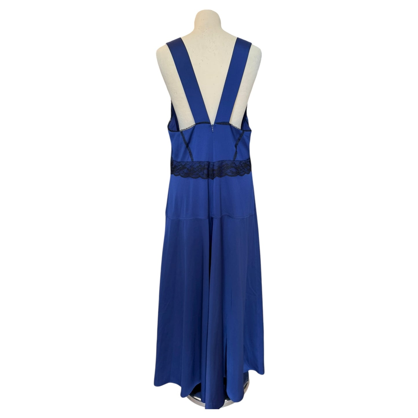 Me + Em Blue and Black Lace Trim Maxi Dress - 16