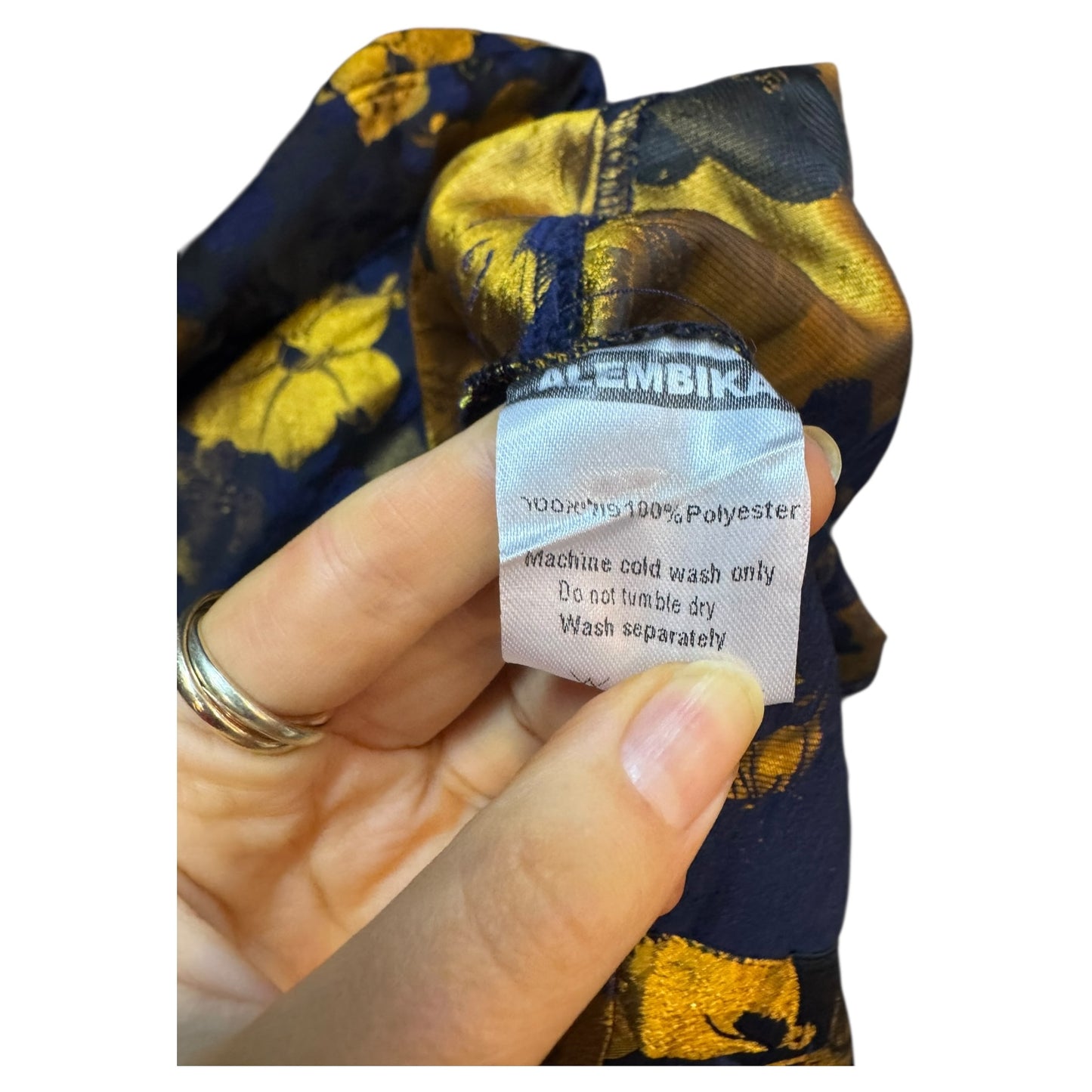 Alembika Exquisite Black Blue & Gold Flower Print Coat - One Size