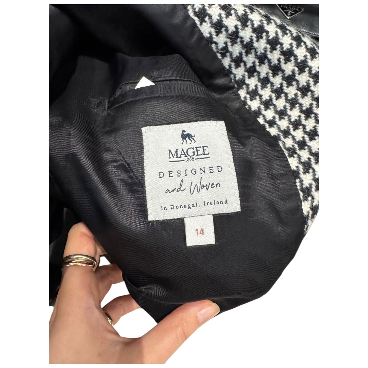 Magee Klara Black and White Houndstooth Wrap Jacket - 14/16 - NEW