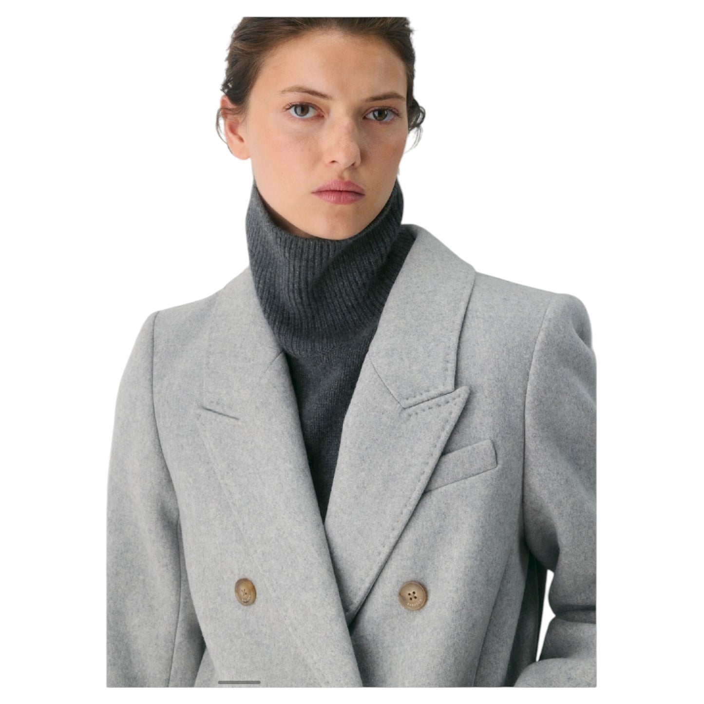 Aritzia Babaton The Constant Virgin Wool and Cashmere Long Coat in Heather Grey - 10/12