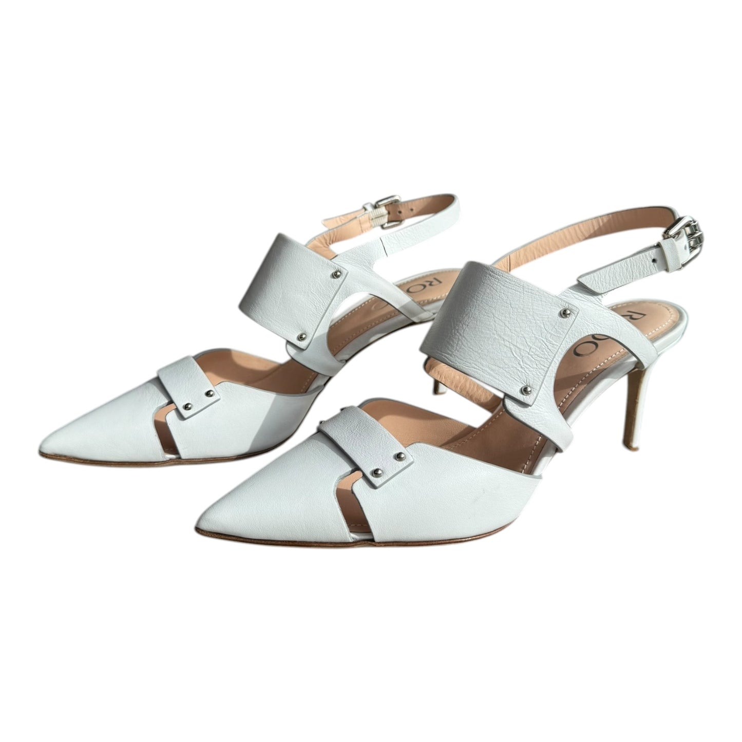 Rodo White Leather Heels - 38/5 - NEW