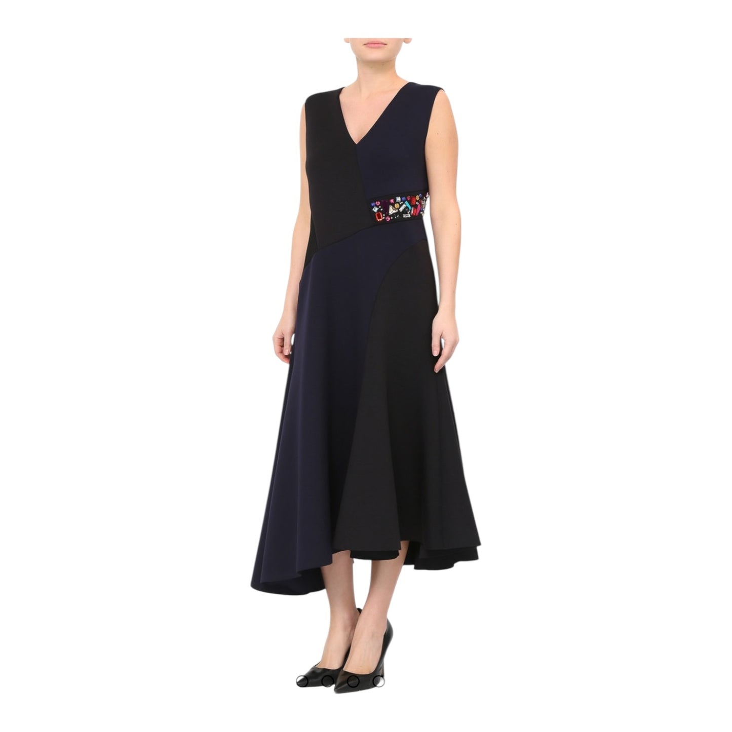 DKNY Navy and Black Evening Dress - 14/16 - NEW