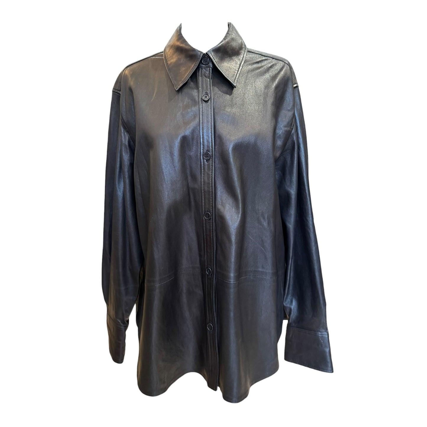 Arket Black Leather Shirt - 14/16