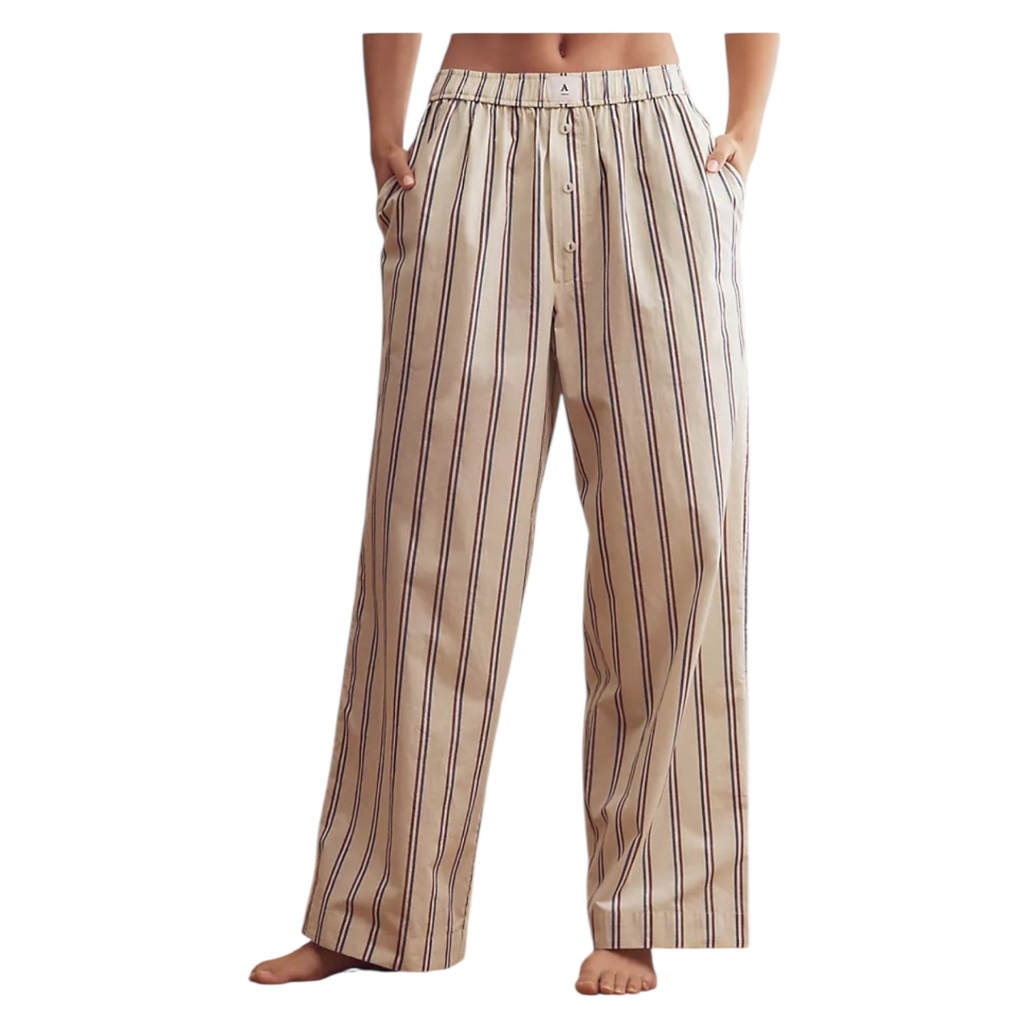 Anthropologie Green Stripe 100% Cotton Trousers